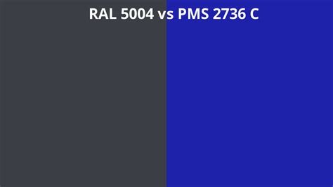 RAL 5004 Vs PMS 2736 C RAL Colour Chart UK