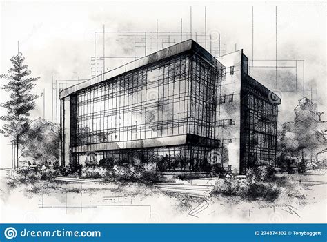 Architectural Ink Drawing Design Which is a Blue Print Design by an ...