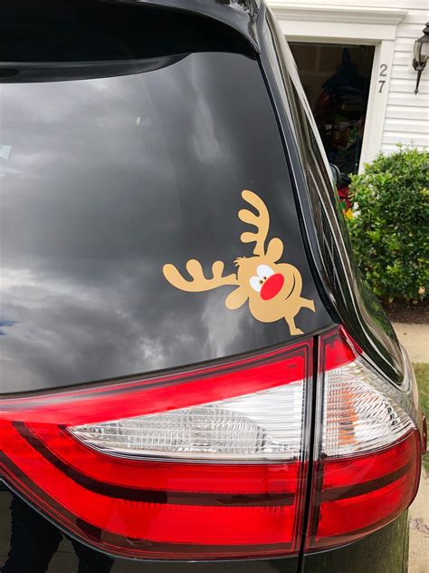 Reindeer Decal for Car Peeking Reindeer Decal Car Decal - Etsy
