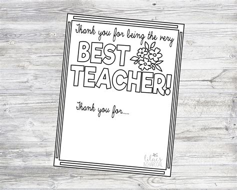 Printable Teacher Appreciation Coloring Page Instant Digital Etsy