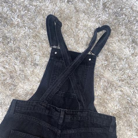 Monki Black Denim Overalls Size Xs Straps Can Be Depop