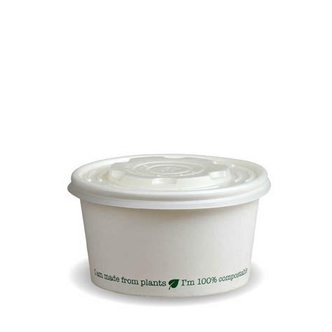 Bscl Squat 8 Biopak White Cpla Lid To Fit 8oz Squat Soup Containers