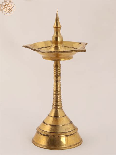 South Indian Oil Lamp With Five Wicks Brass Exotic India Art