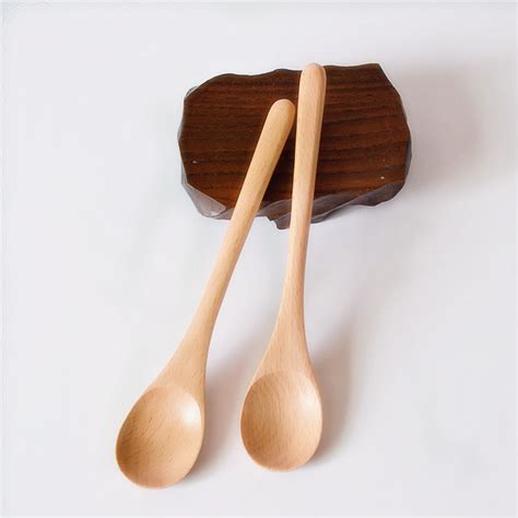 Natural Beech Wood Coffee Stir Spoon Wooden Honey Mixing Spoon With