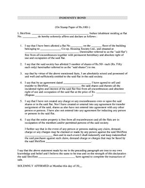 Indemnity Bond Stamp Paper Fill Online Printable Fillable Blank