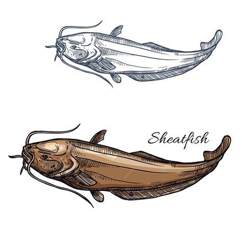 Premium Vector Sheatfish Fish Vector Isolated Sketch Icon