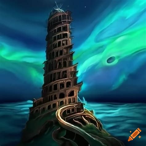 Anime Style Depiction Of The Tower Of Babel Under A Full Moon On Craiyon