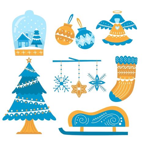 Free Vector Hand Drawn Christmas Element Illustrations Set