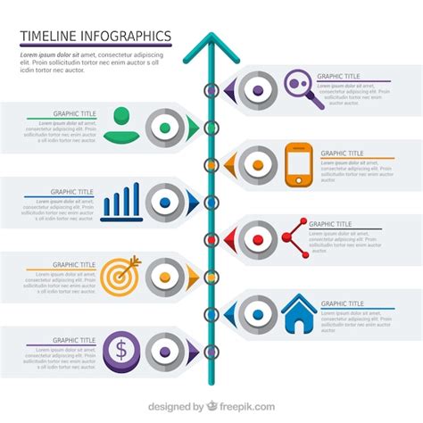 Infografía de línea de tiempo con iconos y detalles de color Vector