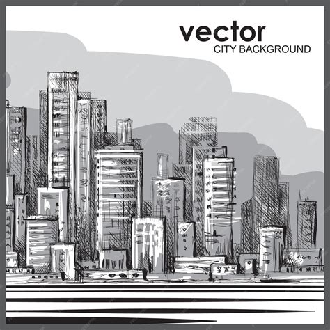 Premium Vector City Skyline Hand Drawn Vector Illustration