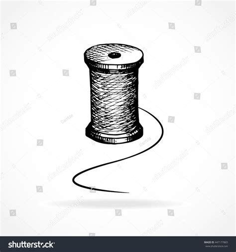 Vector Illustration Hand Drawn Spool Thread Stock Vector Royalty Free