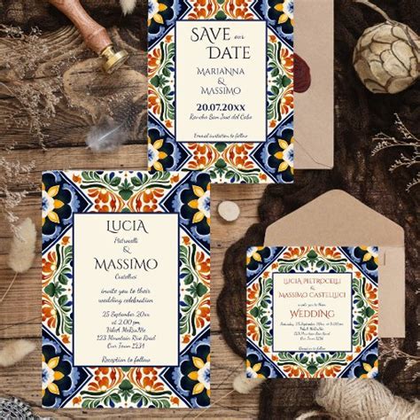 Azulejo Blue Talavera Vintage Mexican Wedding Invitation Zazzle