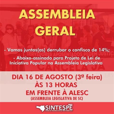 Sintespe Convoca Toda Categoria Para Assembleia Geral Dia Em Frente