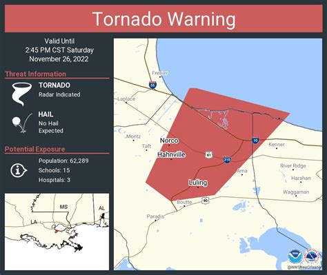 Nws Tornado On Twitter Tornado Warning Continues For Luling La Destrehan La And Saint Rose La