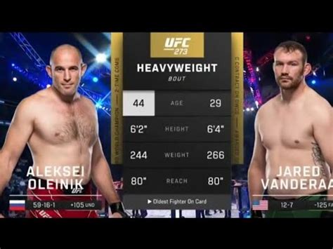 UFC 273 Aleksey Oleinik Vs Jared Vanderaa YouTube