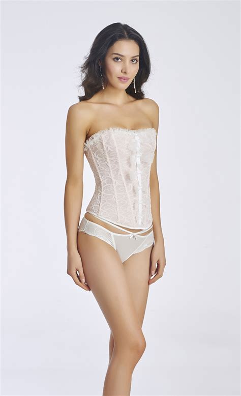 Elegant White Lace Strapless Overbust Corset Bustier N11318