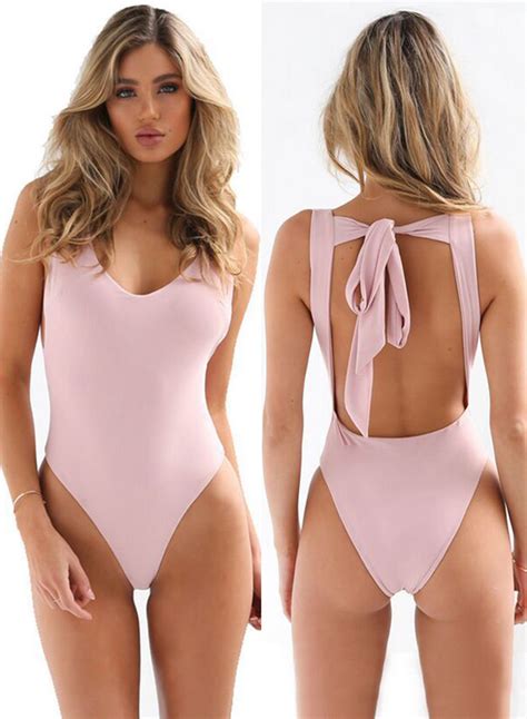 Fashion Bow Back Backless One Piece Swimsuit Stylesimo