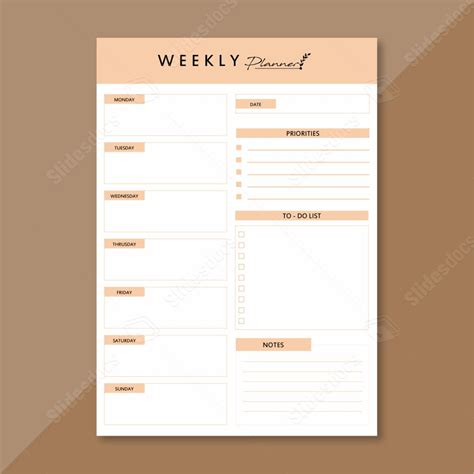 Planner Plan Weekly Diary Word Template And Google Docs For Free Download