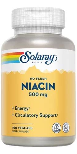 Solaray Niacin Vitamina B3 Niacina 500 Mg 100 Cápsulas MercadoLivre