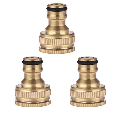 3 Pcs Brass Hose Tap Connector 1 2 Inch 3 4 Inch Garden Water Hose