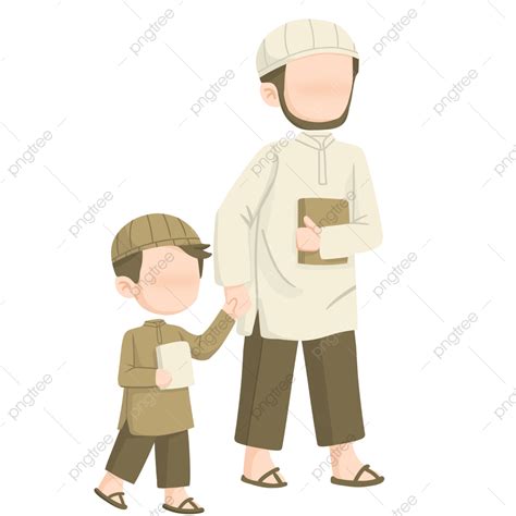 Pai E Filho Mu Ulmano Caminhando Para A Mesquita Png Pai E Filho