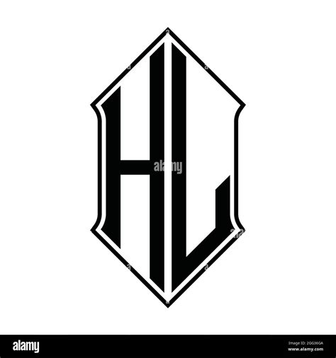 Hl Logo Monogram With Shieldshape And Black Outline Design Template