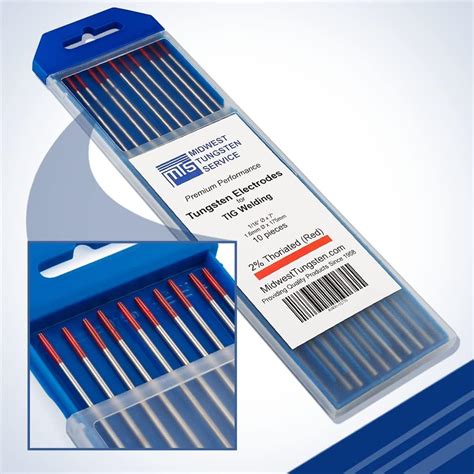 Tig Welding Tungsten Electrode 10 Pack Red 2 Thoriated Tungsten 3 32