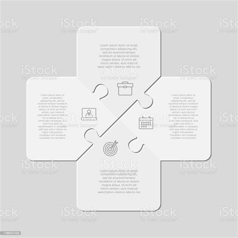 네 직소 퍼즐 사각형 다이어그램 정보 그래픽 4가지 개체에 대한 스톡 벡터 아트 및 기타 이미지 4가지 개체 인포그래픽