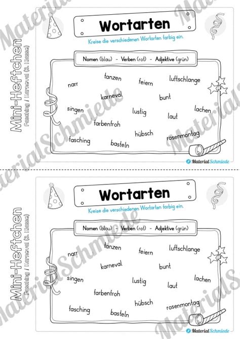 Mini Heft Fasching Karneval Klasse Arbeitsbl Tter