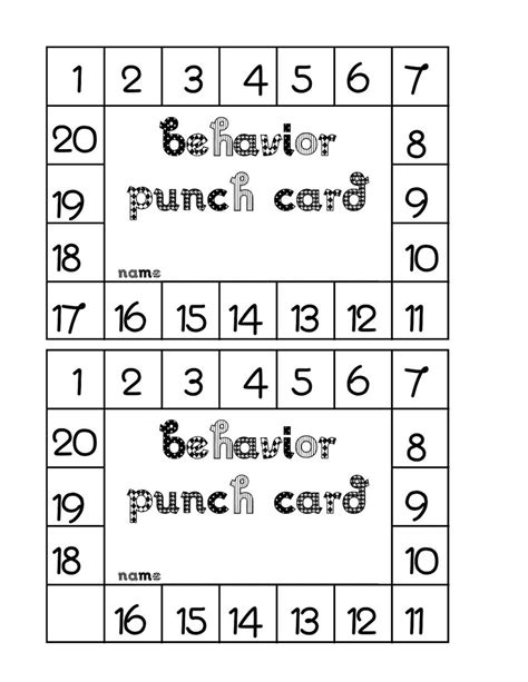 Punch Card Template Free ] – Free Printable Punch Card inside Reward ...