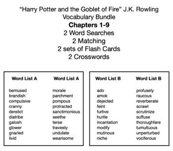 Harry Potter And The Goblet Of Fire J K Rowling Vocabulary Bundle