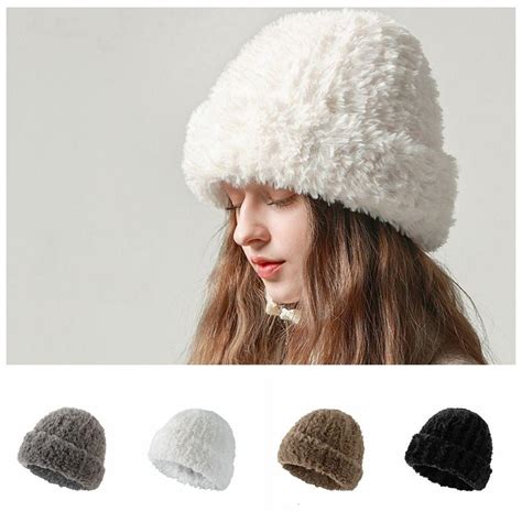 Skull Cap Winter Plush Hat Beanie Hat Knitted Hat Fashion Fluffy Hat