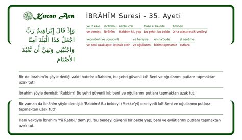 İBRÂHÎM suresi 35 ayeti KuranAra