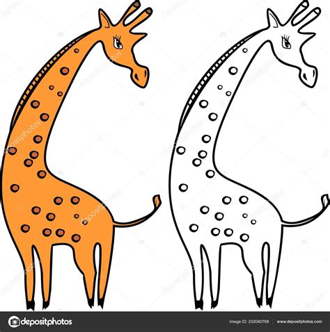 Cartoon Giraffe Orange Color White Background Coloring Page Stock ...