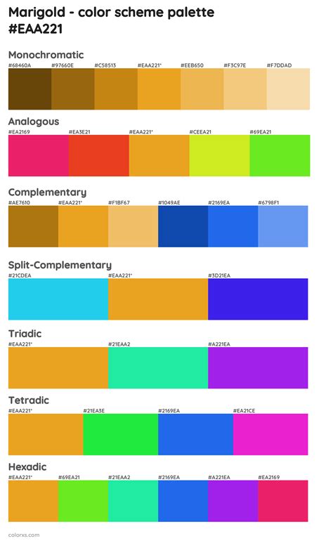 Marigold color palettes - colorxs.com