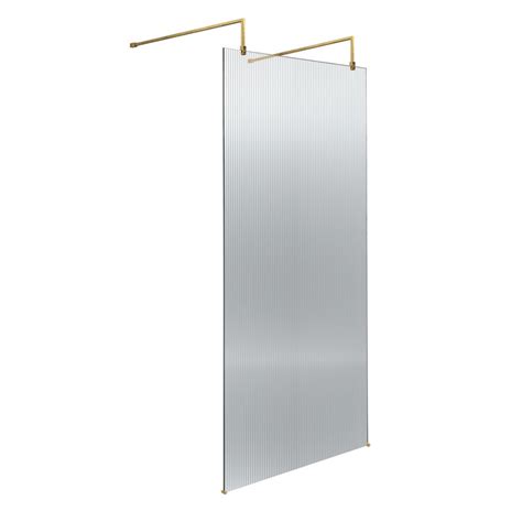 Hudson Reed Fluted 1948mm H Frameless Wet Room Screen With Glass