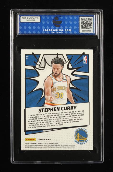 Stephen Curry 2020 21 Donruss Optic My House Holo 5 ISA 9 Pristine