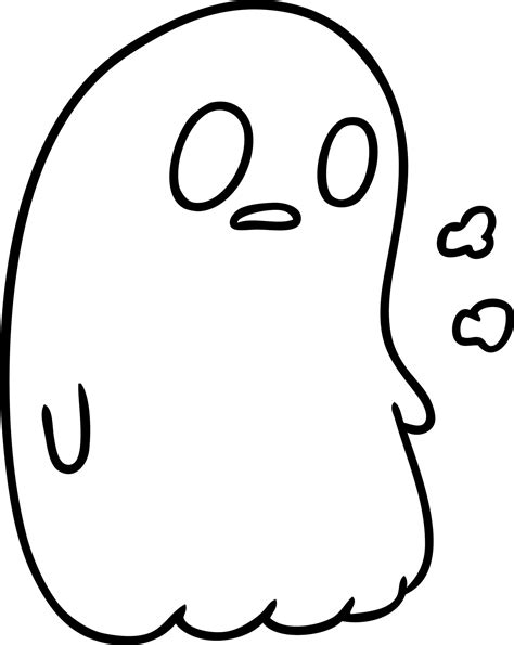 line drawing of a kawaii cute ghost 11680853 Vector Art at Vecteezy