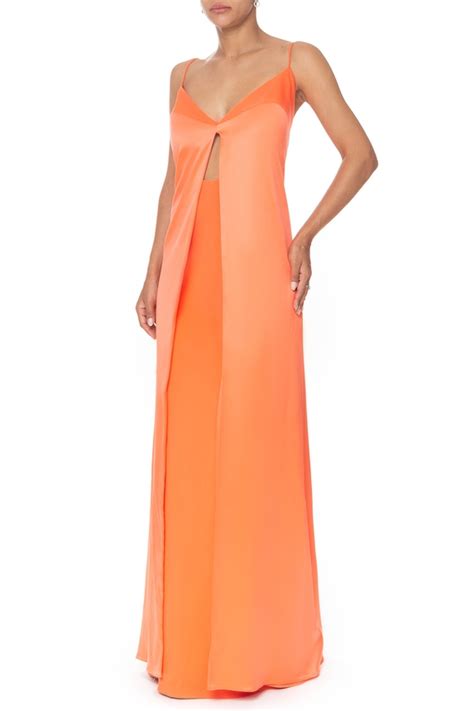 Dress Go Vestido Longo Cetim Laranja Dg Marketplace De