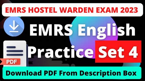 EMRS English Language Practice Set EMRS Hostel Warden Exam English