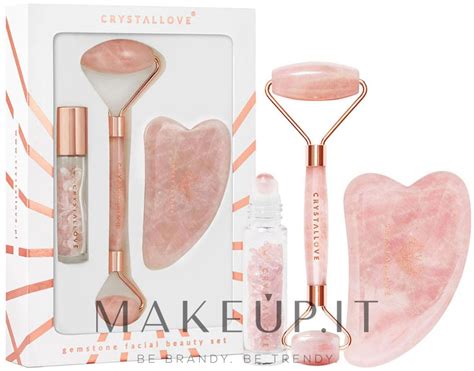 Crystallove Rose Quartz Roller And Gua Sha Set Set Makeupit