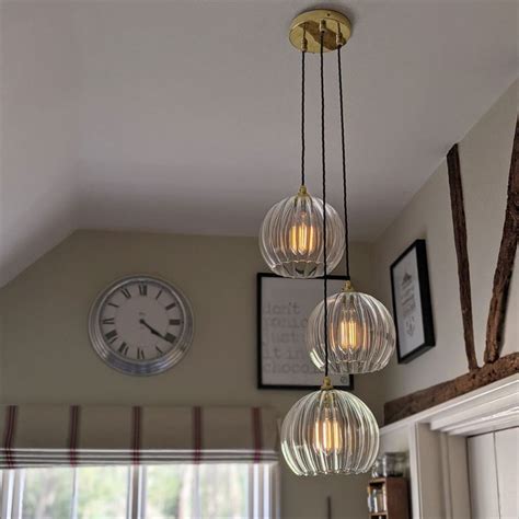 Soho Reeded Glass Cluster Ceiling Light Brass The Wall Lighting Co