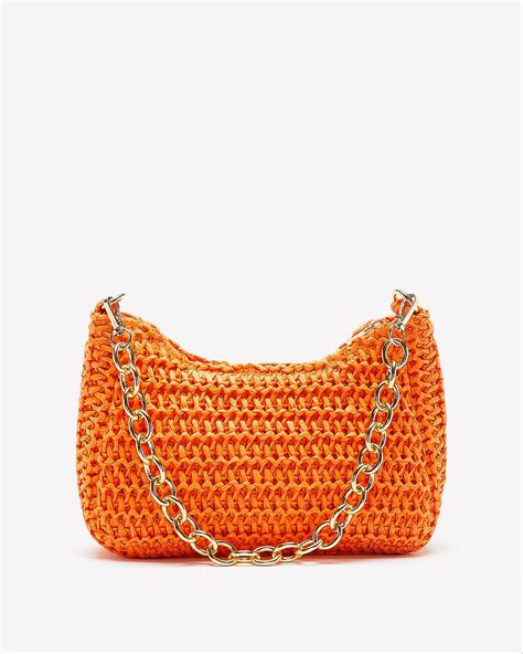 Straw Handbag With Golden Chain Strap Addition Elle Penningtons