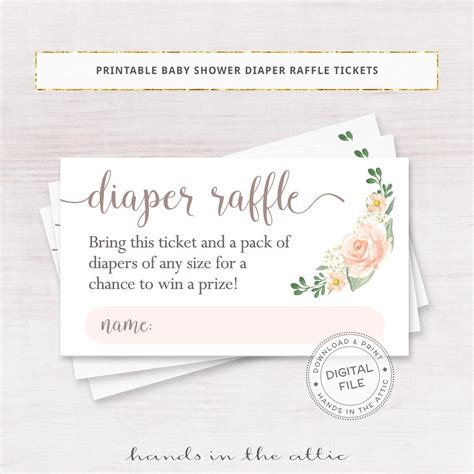 Diaper Raffle Spring Baby Shower Invitation Insert Cards Floral Baby