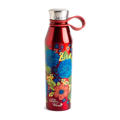 The Pioneer Woman 18 Oz Red Floral Stainless Steel Water Bottle