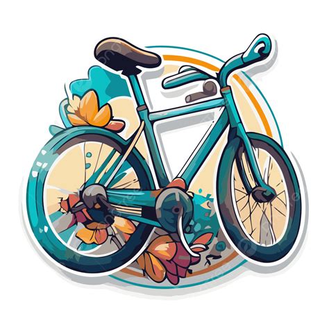 An Illustration Of A Blue Bicycle With Flowers Clipart Vector