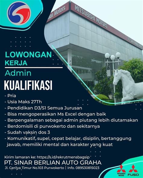 Lowongan Kerja Admin Di Pt Sinar Berlian Auto Graha Purwokerto