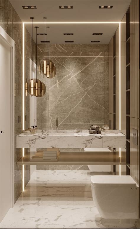 An Elegant Bathroom With Marble Walls And Flooring