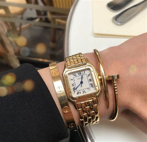 Wrist Stacking Ideas Panthere De Cartier Watch Love And Nail Bracelet