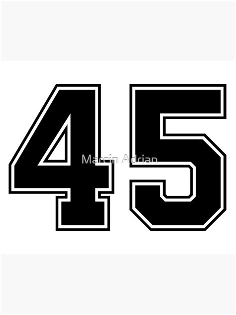 "45 American Football Classic Vintage Sport Jersey Number in black ...